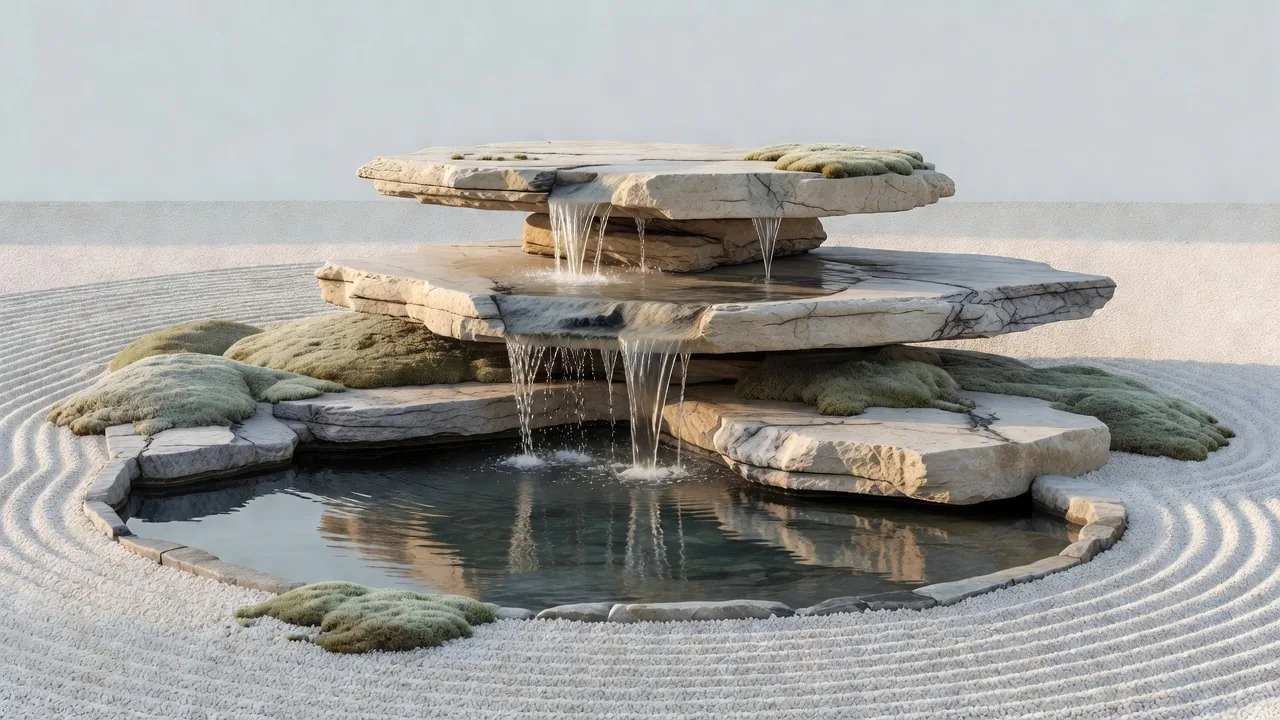 石灰岩の流れる水景